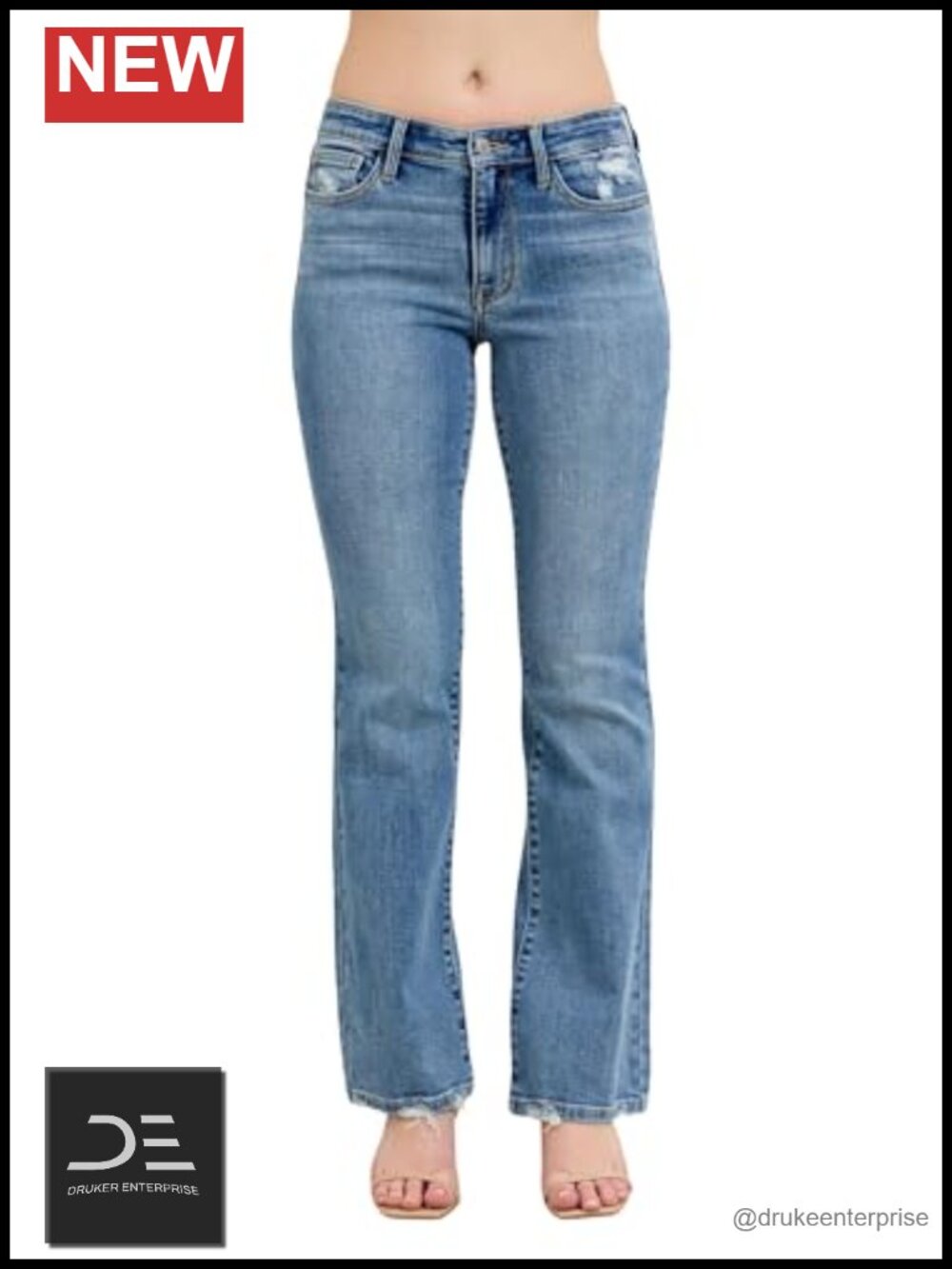 Judy Blue Mid-Rise Vintage Wash Destroyed Hem Bootcut Jeans